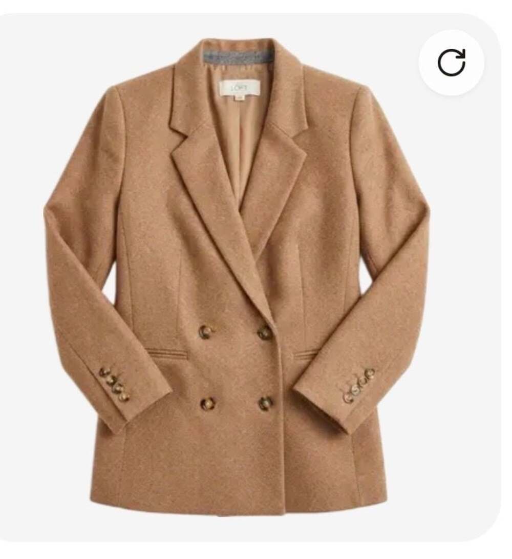 LOFT Petites Double Breasted Blazer in Camel Brown Size LP